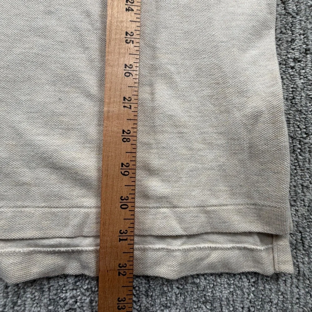 Polo Ralph Lauren Polo Shirt Men XL Beige Long Sleeve Cotton Pique Pony‎ Logo